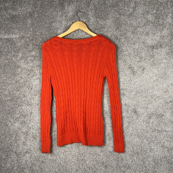 Banana Republic Sweater Womens XS Red Cable Knit Long Sleeve Scoop Neck Pullover - Picture 2 of 12